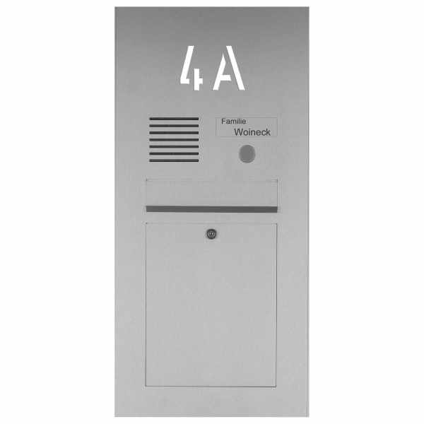 Stainless steel mailbox Designer HL-B with house number rear light - INDIVIDUAL