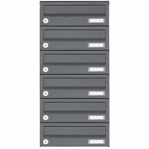 6-compartment Surface mounted mailbox system Design BASIC 385A AP - RAL 7016 anthracite gray
