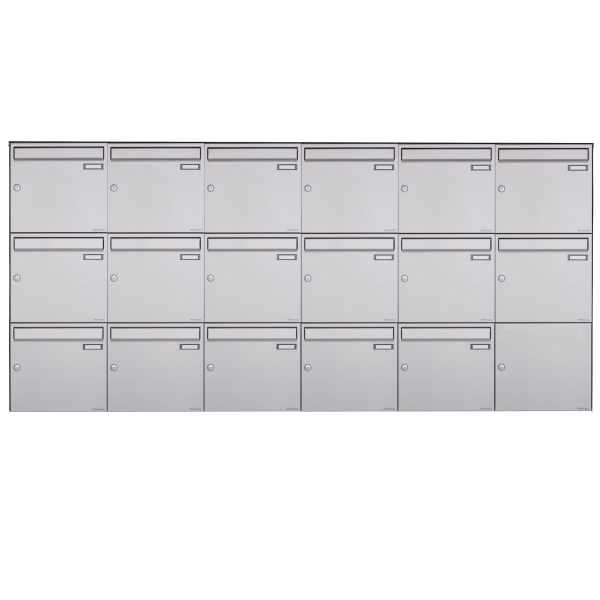 17-compartment 3x6 stainless steel surface mailbox Design BASIC Plus 382XA AP - stainless steel V2A polished