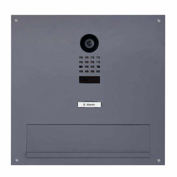 Stainless steel mail slot with DoorBird video intercom - slot 350x63mm - 410x375mm - RAL