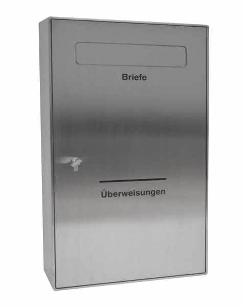 Security mailbox type 126 AP + transfer slot - polished stainless steel