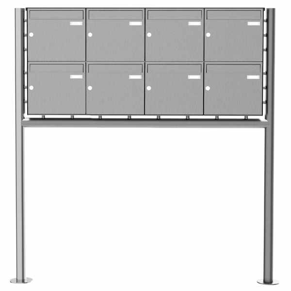 8-compartment 2x4 stainless steel free-standing letterbox Design BASIC Plus 381X ST-R - stainless steel V2A polished
