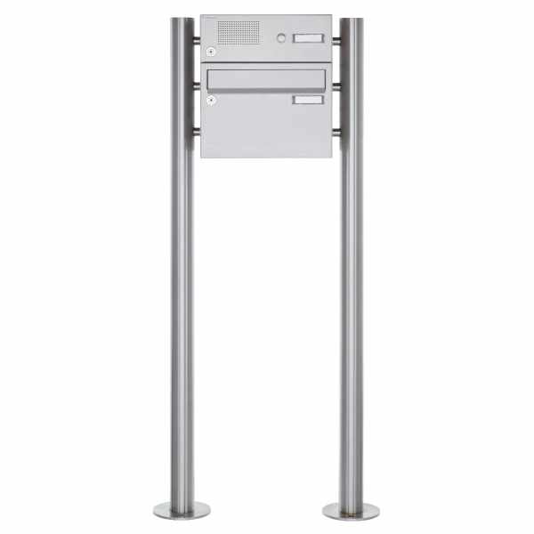 1s stainless steel free-standing letterbox Design BASIC Plus 385XR220 ST-R with bell box