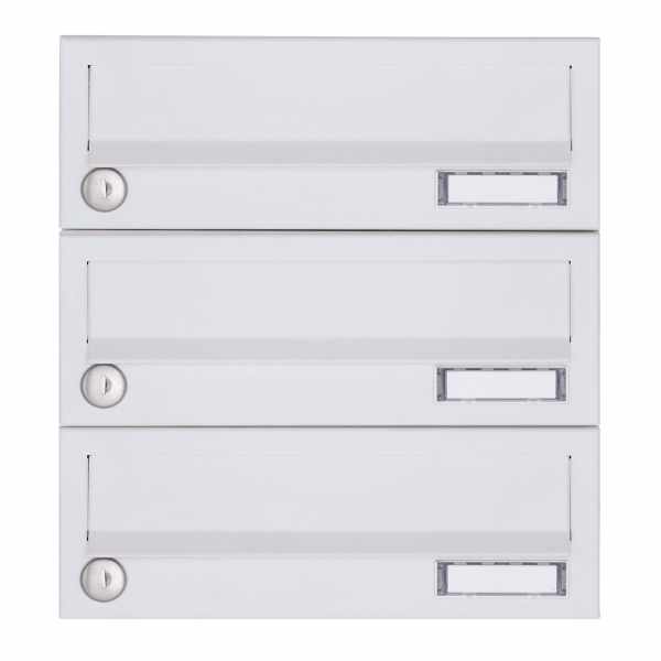 3-compartment Surface mounted mailbox system Design BASIC 385A-9016 AP - RAL 9016 traffic white