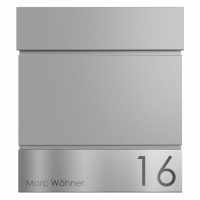 Mailbox KANT Edition with newspaper box - design Elegance 4 - RAL 9007 gray aluminum