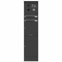 2-compartment Mailbox stele BASIC Plus 864X with 2x package compartment - camera DoorBird D2100E - RAL color