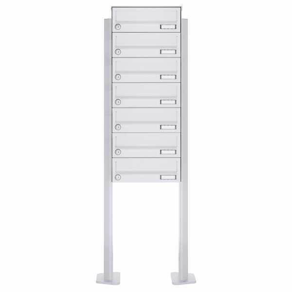 7-compartment free-standing letterbox Design BASIC 385P-9016 ST-T - RAL 9016 traffic white