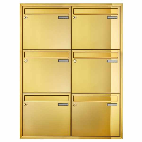 6-compartment 2x3 flush-mounted mailbox system CLASSIC 534C - titanium brass similar gold - 6 party
