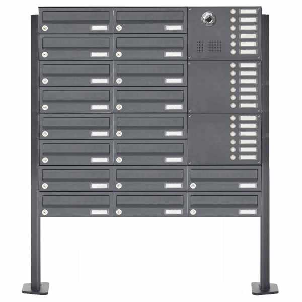 18-compartment free-standing letterbox Design BASIC Plus 385KXP ST-T with bell & speech - camera preparation