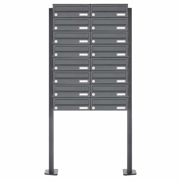 16-compartment Letterbox system freestanding Design BASIC 385P-7016 ST-T - RAL 7016 anthracite gray