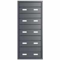 5-compartment 1x5 design pass-through mailbox GOETHE MDW with nameplate - RAL of your choice