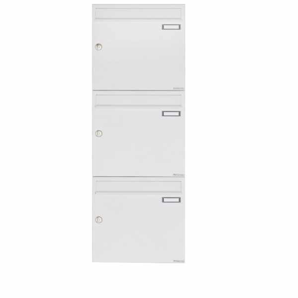 3-compartment 3x1 surface mounted letter box system Design BASIC 382A AP - RAL 9016 traffic white