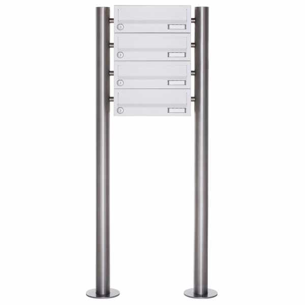 4-compartment Letterbox system freestanding Design BASIC 385-9016 ST-R - RAL 9016 traffic white
