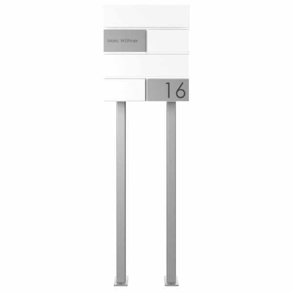 free-standing letterbox KANT Edition with newspaper compartment - Design Elegance 3 - RAL 9016 traffic white