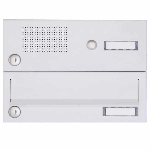 1er surface mounted letter box system Design BASIC 385A-9016 AP with bell box - RAL 9016 traffic white