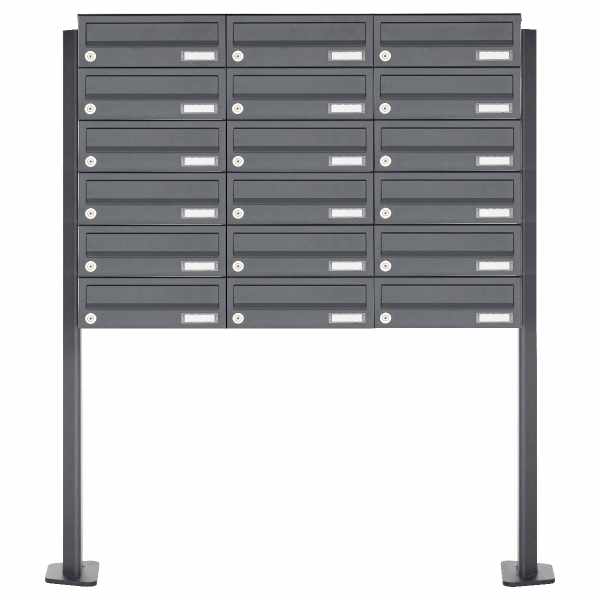 18-compartment Letterbox system freestanding Design BASIC 385P-7016 ST-T - RAL 7016 anthracite gray