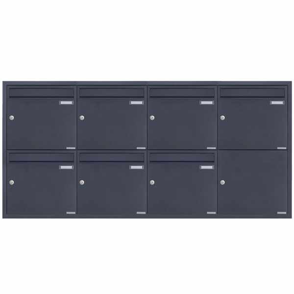 7-compartment 4x2 stainless steel flush-mounted mailbox system BASIC Plus 382XU UP - RAL of your choice - 7 parties