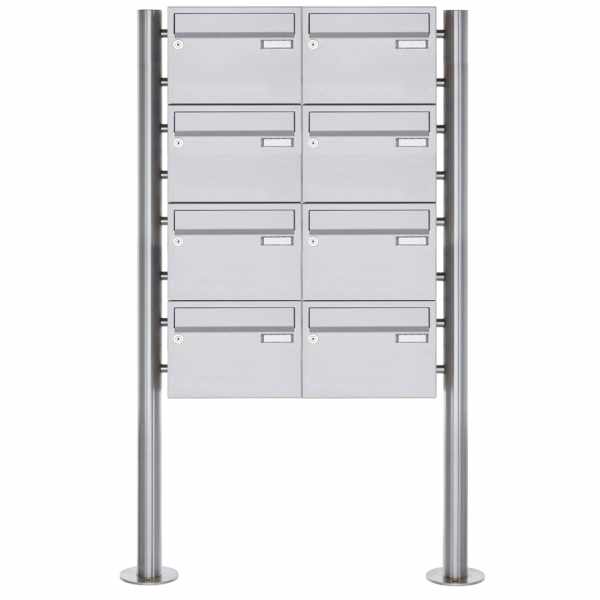 8-compartment Stainless steel free-standing letterbox Design BASIC Plus 385XR220 ST-R - stainless steel V2A