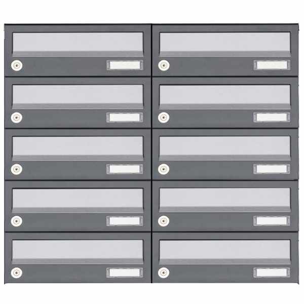 10-compartment 5x2 surface-mounted mailbox system Design BASIC 385A AP - stainless steel RAL 7016 anthracite