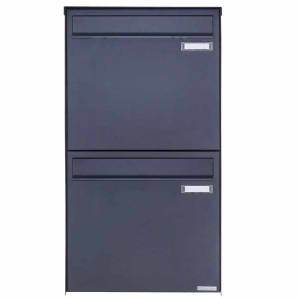 2-compartment 2x1 stainless steel fence mailbox BASIC Plus 382XZ - RAL of your choice - removal from the rear side