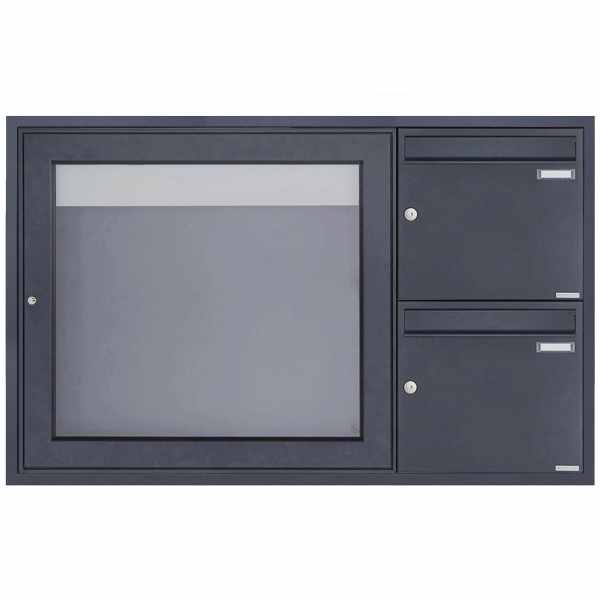 2-compartment Concealed mailbox with showcase BASIC Plus 389 UP - 710x660 - RAL of your choice