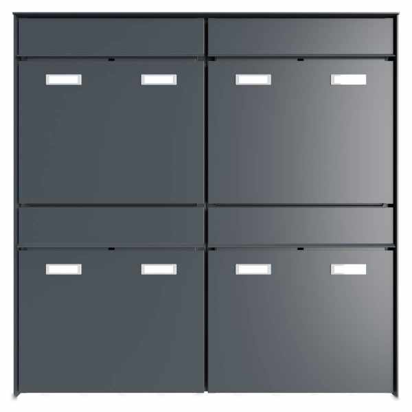 4-compartment 2x2 design surface-mounted mailbox system GOETHE AP - RAL of your choice