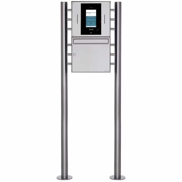 Stainless steel free-standing letterbox BASIC Plus 381X ST-R - STR Digital door station - complete set
