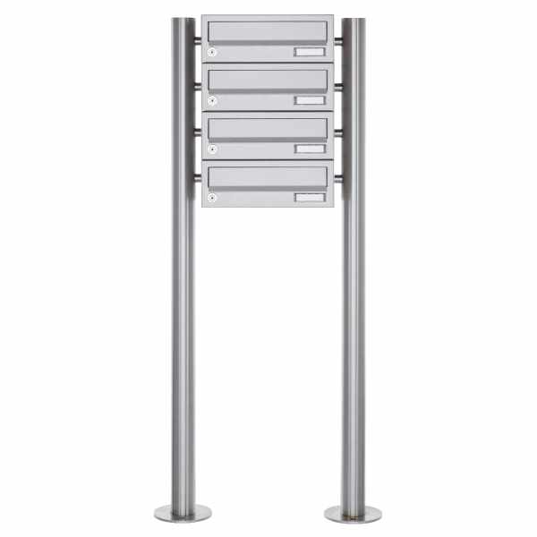 4-compartment Letterbox system freestanding Design BASIC 385 ST-R - stainless steel V2A, polished