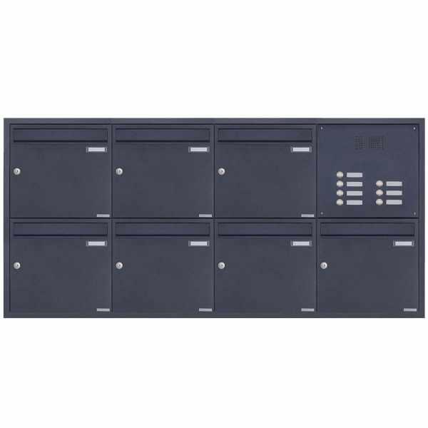 7-compartment 4x2 stainless steel flush-mounted mailbox BASIC Plus 382XU UP - RAL of your choice - Individual