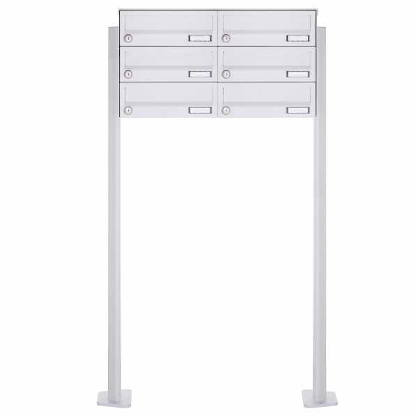 6-compartment 3x2 free-standing letterbox Design BASIC 385P-9016 ST-T - RAL 9016 traffic white