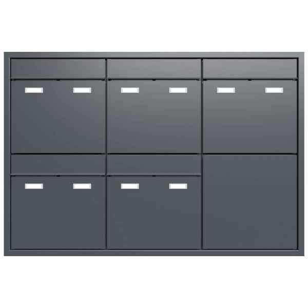 5-compartment 3x2 design flush-mounted mailbox system GOETHE UP - RAL of your choice