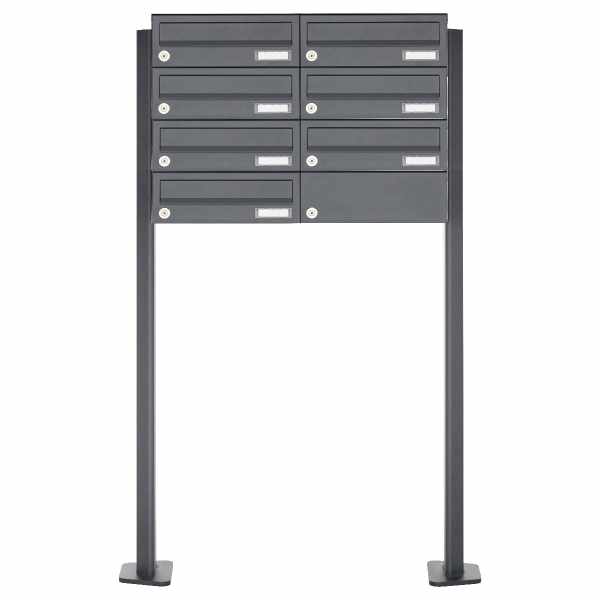 7-compartment Letterbox system freestanding Design BASIC 385P-7016 ST-T - RAL 7016 anthracite gray