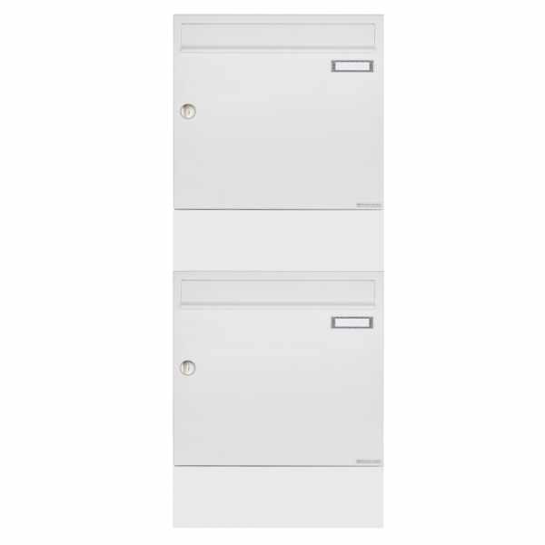 2-compartment Surface mounted mailbox Design BASIC 382A AP with newspaper compartment - RAL 9016 traffic white
