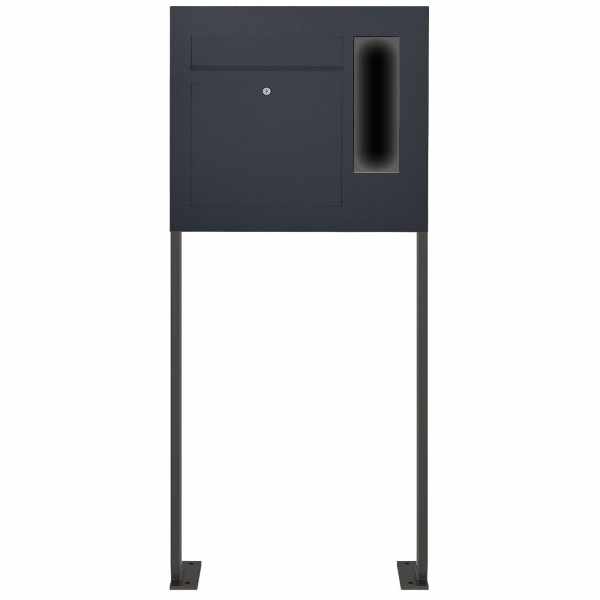 Stainless steel free-standing letterbox Designer BIG ST-P - GIRA System 106 lateral - 3-compartment prepared - RAL