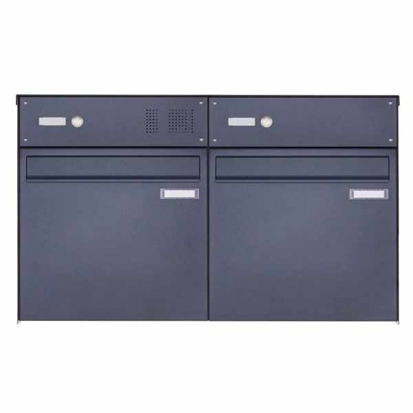 2-compartment 1x2 stainless steel fence mailbox BASIC Plus 382XZ with bell box - RAL of your choice