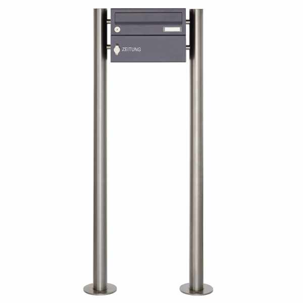1er stainless steel mailbox freestanding design BASIC Plus 385X ST R ZF - RAL at choice