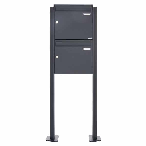 2-compartment 2x1 stainless steel free-standing letterbox Design BASIC Plus 380X ST-T - RAL of your choice