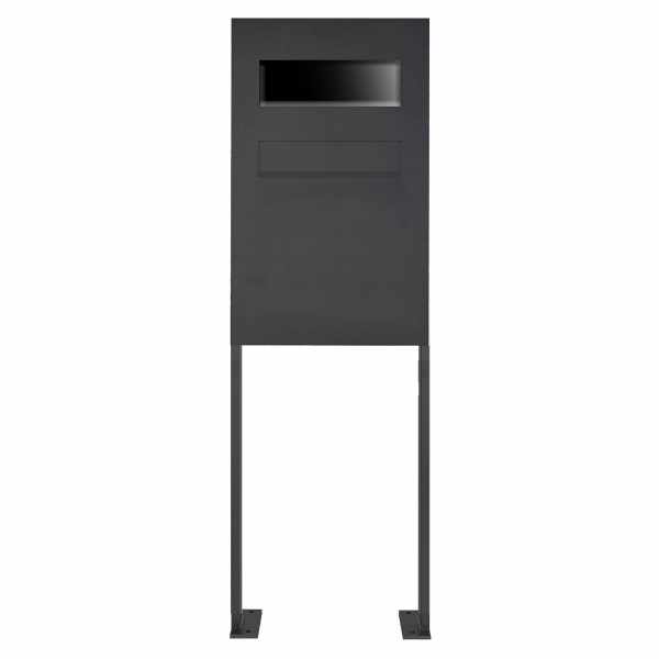 Stainless steel fence mailbox freestanding Designer BIG ST-P - RAL - GIRA System 106 - 3-compartment prepared