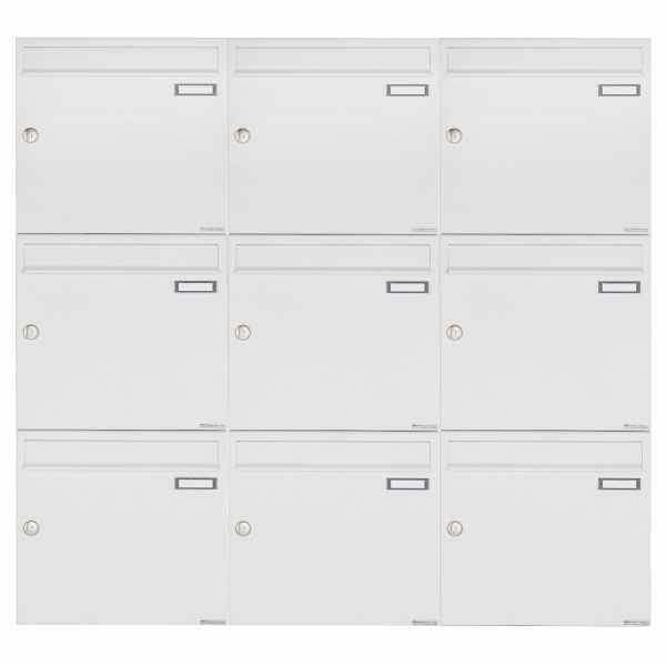 9-compartment 3x3 surface mounted mailbox system Design BASIC 382A AP - RAL 9016 traffic white