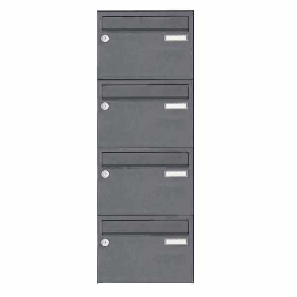 4-compartment Stainless steel surface mailbox system Design BASIC Plus 385 XA 220 - RAL of your choice
