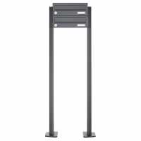 2-compartment Stainless steel mailbox freestanding design BASIC Plus 385XP ST-T - RAL of your choice