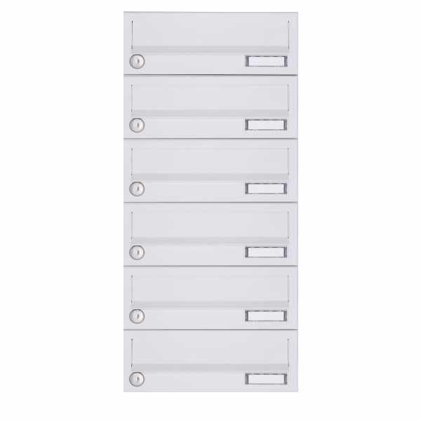 6-compartment Surface mounted mailbox system Design BASIC 385A-9016 AP - RAL 9016 traffic white