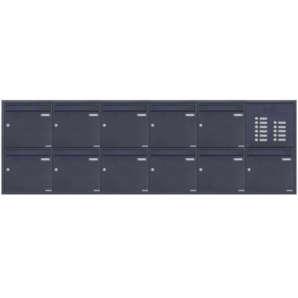 11-compartment 6x2 stainless steel flush-mounted mailbox BASIC Plus 382XU UP - RAL of your choice - Individual