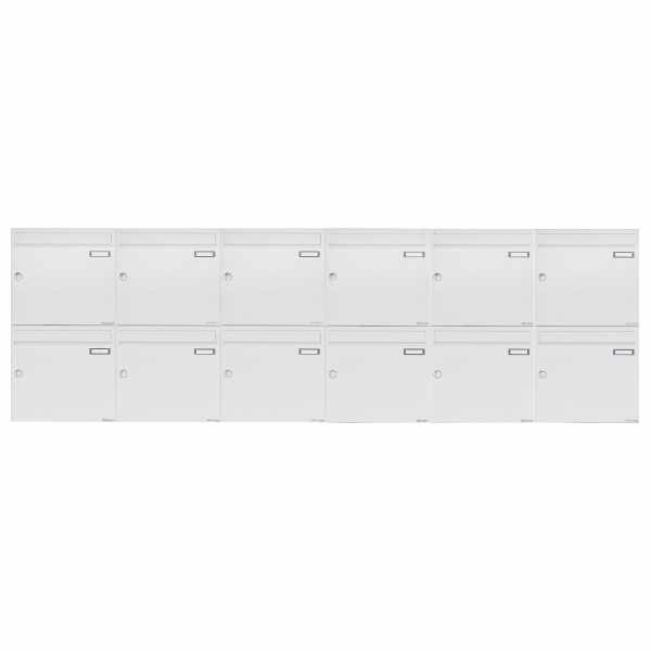 12-compartment 2x6 surface-mounted letterbox system Design BASIC 382A AP - RAL 9016 traffic white