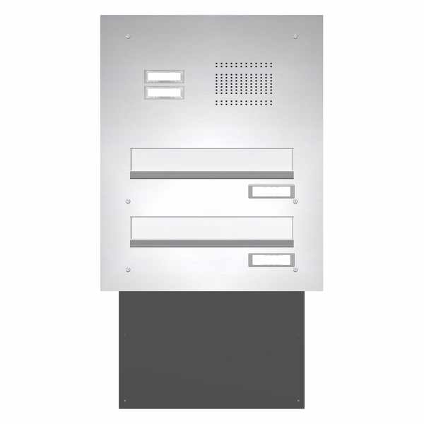 Stainless steel wall pass-through mailbox system BASIC 623 - bell intercom - 2 parties