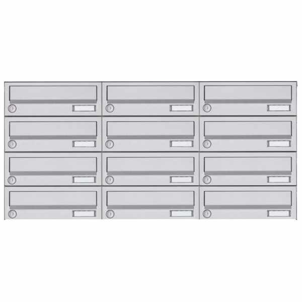 12-compartment 3x4 surface-mounted mailbox system Design BASIC 385A-VA AP - stainless steel V2A, polished