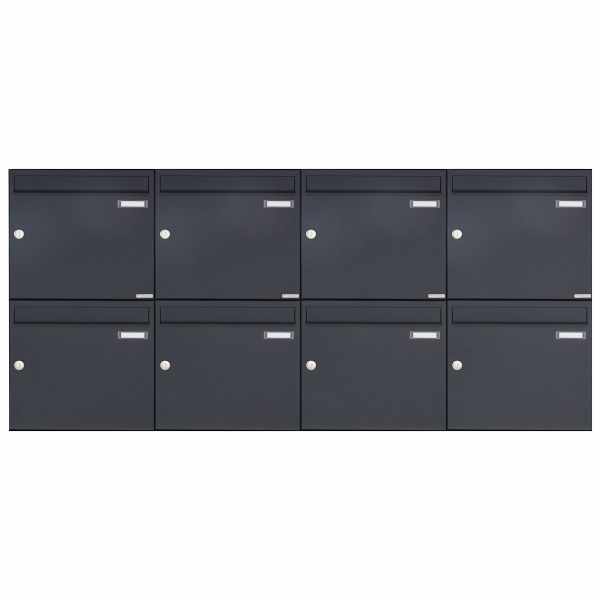 8-compartment 2x4 surface mailbox design BASIC 382A AP - RAL 7016 anthracite gray