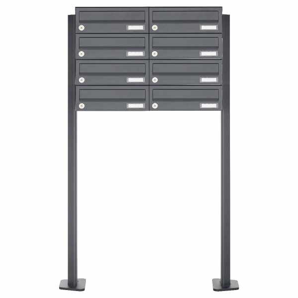 8-compartment Letterbox system freestanding design BASIC 385P ST-T - RAL 7016 anthracite gray
