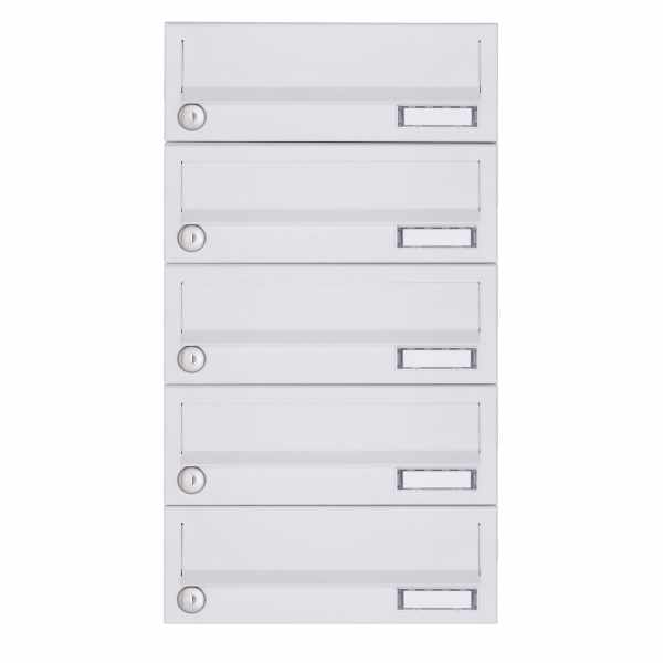 5-compartment Surface mounted mailbox system Design BASIC 385A-9016 AP - RAL 9016 traffic white