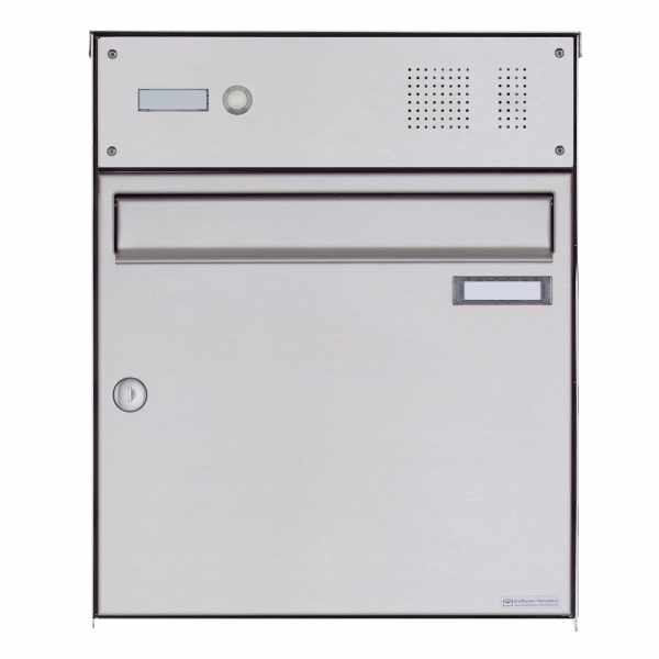 1er stainless steel surface mailbox Design BASIC Plus 382XA AP with bell box - stainless steel V2A